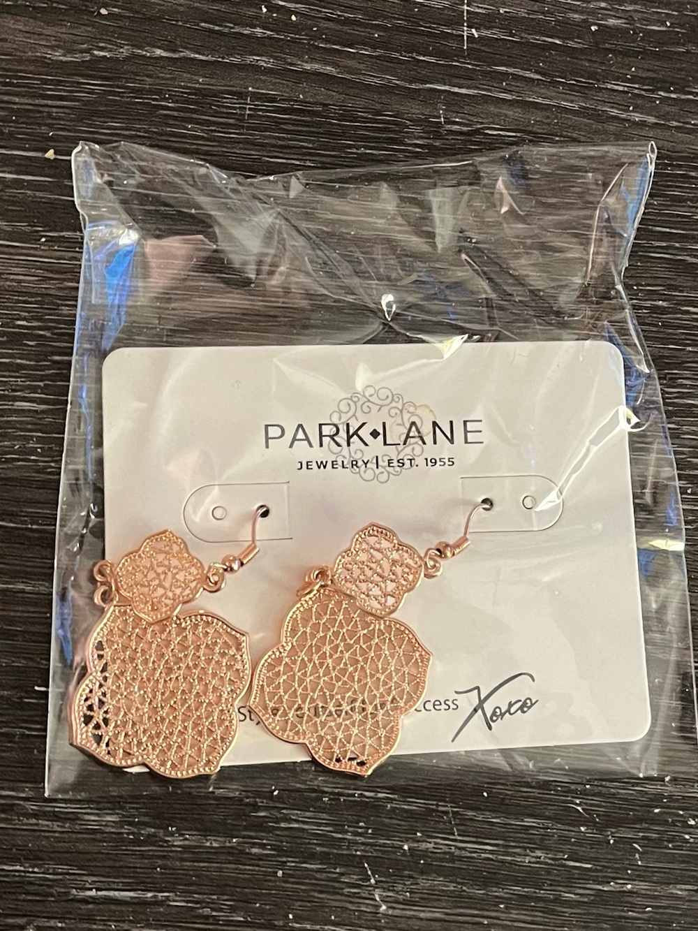 Park Lane Rose Gold Lace-Style Double Drop Earrings